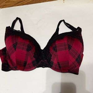 Torrid Curve Red Plaid Lace Trim Push-Up Bra - Women Intimates